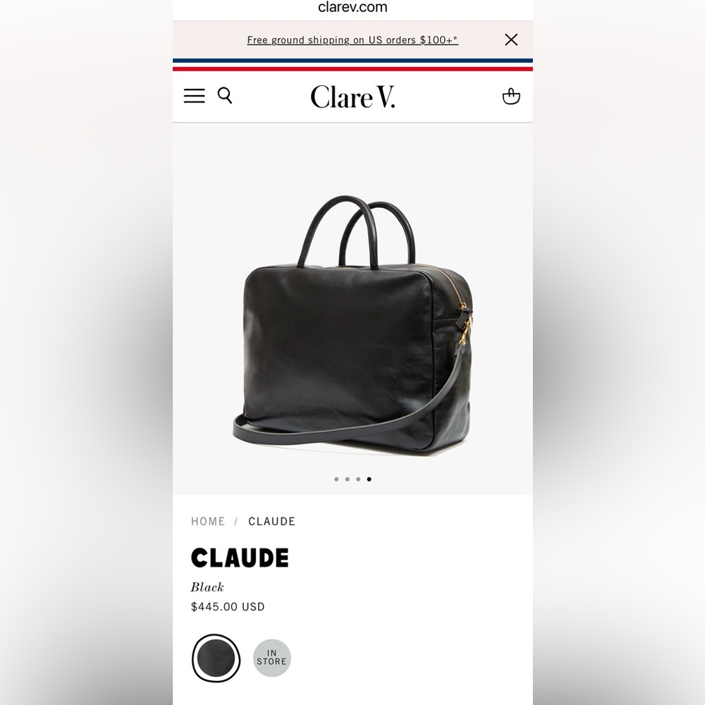 NWT: Clare V black leather  Claude bag